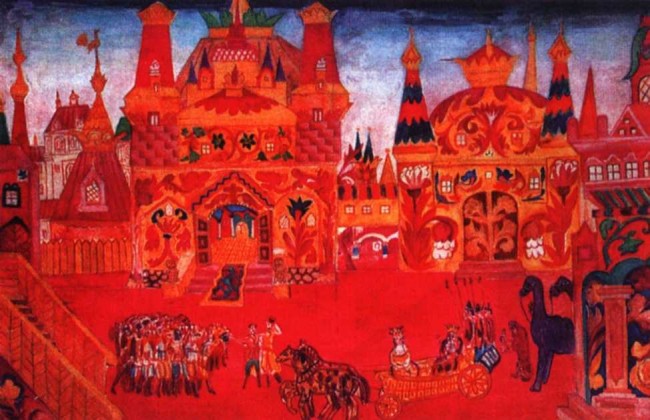 Сочинение по картине: Гончарова - "Эскиз декораций к опере Н. А. Римского-Корсакова `Золотой петушок`"